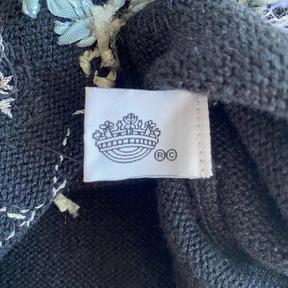 Stitches in Time Sweater Medium Black Embroidered Embellished Floral Cardigan - Picture 12 of 15